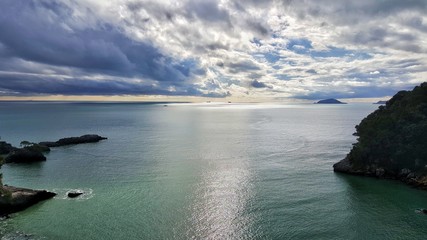 Beautiful landscape panoram over mediterranean sea on 5 earths liguria italy