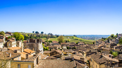 panoramic view of saint-emilion near bordeaux, france