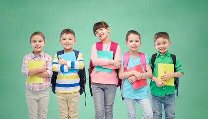 Poster - happy children with school bags and notebooks