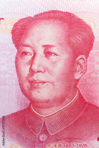 Fotografia, Obraz Mao Zedong on 100 chinese yuan banknote.