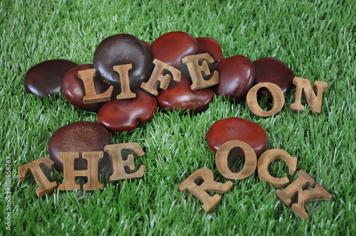 Fotografía Phase of Life on the rock in wooden design, motivation concept