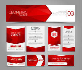 Poster - Set of red corporate style polygonal