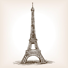 Eiffel Tower Hand Drawn Sketch Style Vector