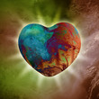 Conceptual image of Heart-shaped Planet Earth emanating with pure love energy