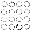 Hand drawn scribble circles to highlight parts of a text. Design elements. Vector illustration