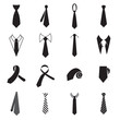 Necktie icons. Collection of men's tie icons isolated on a white background. Vector illustration