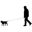 © Arrows - Silhouette of people and dog. Vector illustration.