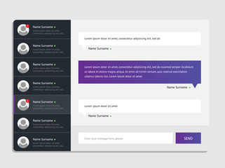 Concept chat messages, web interface, application. Speech bubbles. Sms messages. Flat simple, modern design, layout