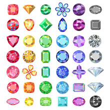 Popular Low Poly Colored Gems Cuts Set Gradation By Color Of The