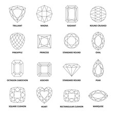 Low Poly Popular Black Outlined Gems Cuts