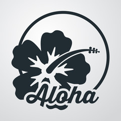 Sticker - Icono plano Aloha en hibisco en fondo degradado