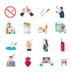 Poster - Smoking Flat Icons Set