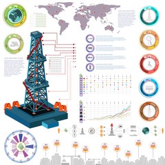 nature gas and gas rig infographics gas production delivery and gas storing and map