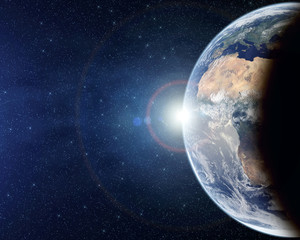 Wall Mural - planet earth from above with lens flare