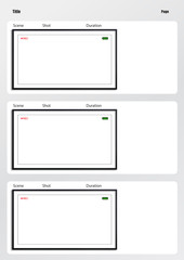 Wall Mural - Camera viewfinder storyboard template 3 frame