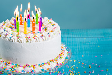 Wall Mural - Colorful Birthday Cake with Candles