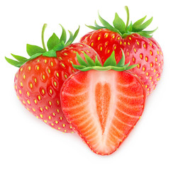 Poster - Three isolated strawberries