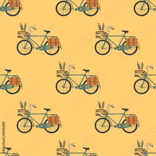Cotton fabric Illustration of Bicycle, Riding on the bicycle, vector illustrat