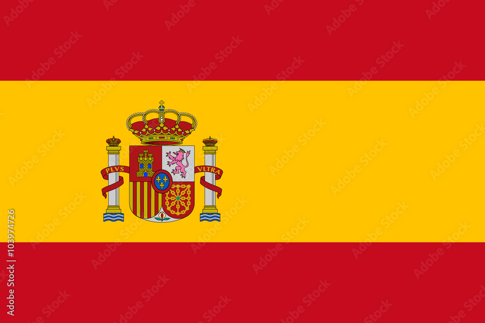 Vector of Spanish flag. - obrazy, fototapety, plakaty 