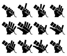 Microphone Icons On White Background. Vector Illustration. Sound Mic Set Karaoke Gestures