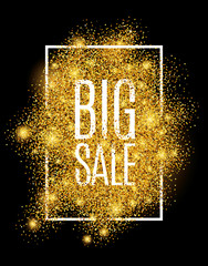 Sticker - Gold big sale background in frame