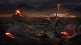 Fire tree in the volcanic landscape