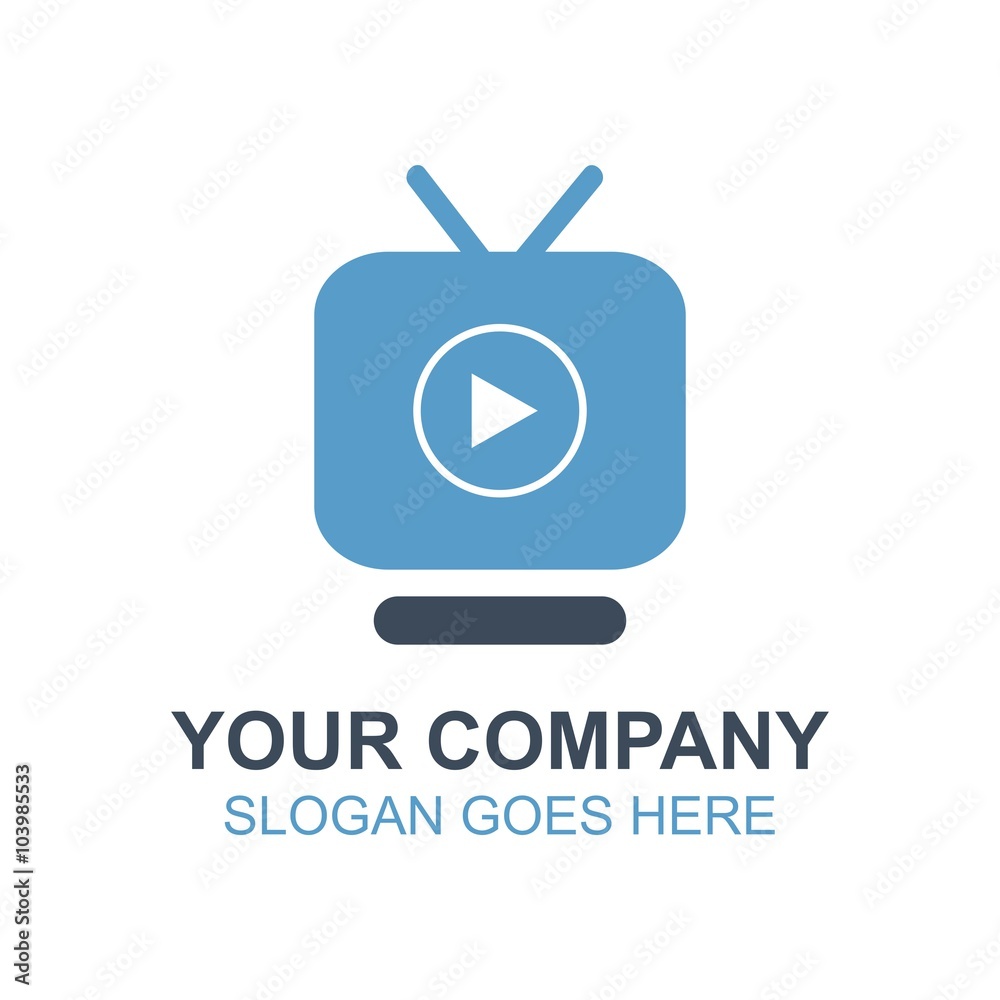 TV Television Broadcast Icon Vector Logo Stock Vector | Adobe Stock