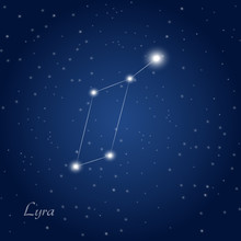 Lyra Constellation At Starry Night Sky