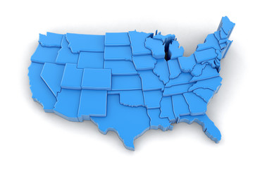Poster - Map of USA. Image with clipping path.