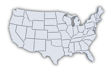 Poster - Map of USA. Image with clipping path.