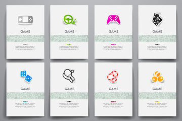 Poster - Corporate identity vector templates set with doodles gaming theme