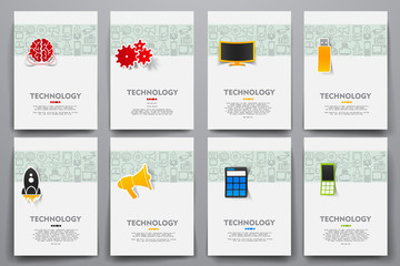 Poster - Corporate identity vector templates set with doodles technology theme