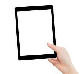 Poster - hand holding tablet  isolated clipping path inside