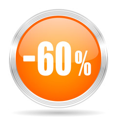 Poster - 60 percent sale retail orange silver metallic metallic chrome web circle glossy icon