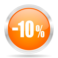Poster - 10 percent sale retail orange silver metallic metallic chrome web circle glossy icon