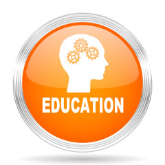 Poster - education orange silver metallic metallic chrome web circle glossy icon