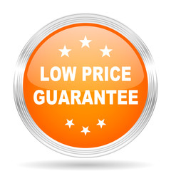 Aufkleber - low price guarantee orange silver metallic metallic chrome web circle glossy icon