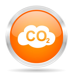 Poster - carbon dioxide orange silver metallic metallic chrome web circle glossy icon