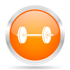 Aufkleber - fitness orange silver metallic metallic chrome web circle glossy icon