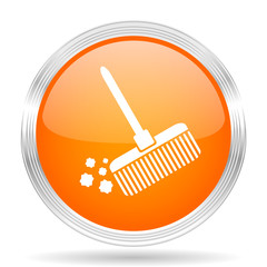 Poster - broom orange silver metallic metallic chrome web circle glossy icon