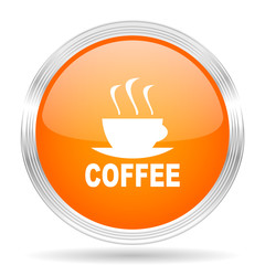Poster - espresso orange silver metallic metallic chrome web circle glossy icon