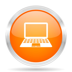 Poster - computer orange silver metallic metallic chrome web circle glossy icon