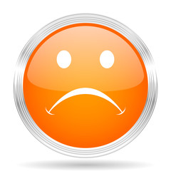 Poster - cry orange silver metallic metallic chrome web circle glossy icon