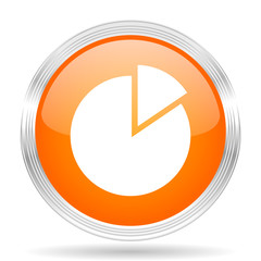 Poster - chart orange silver metallic metallic chrome web circle glossy icon