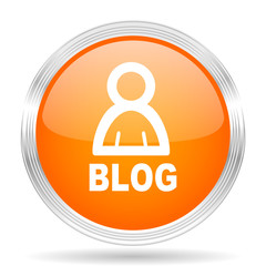 Aufkleber - blog orange silver metallic metallic chrome web circle glossy icon