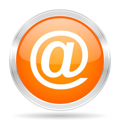 Poster - email orange silver metallic metallic chrome web circle glossy icon