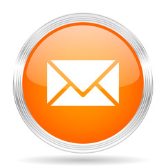 Aufkleber - email orange silver metallic metallic chrome web circle glossy icon