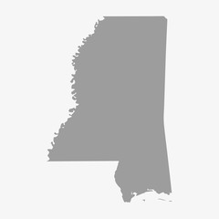 Aufkleber - Map of Mississippi State in gray on a white background