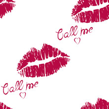 Seamless Pattern With Lipstick And Kiss