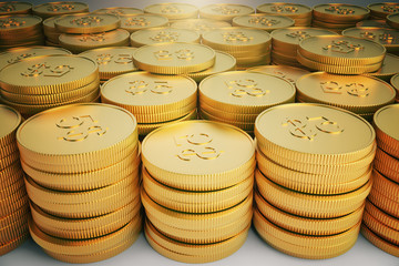 Aufkleber - A lot of gold coins in stacks